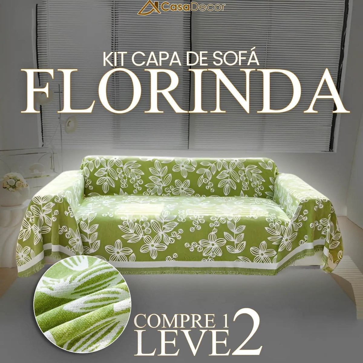 [Pague 1, Leve 2] Capa de Sofá Florinda (O Abraço Floral Que Aconchega Seu Lar!) + BRINDE: 2 Almofadas