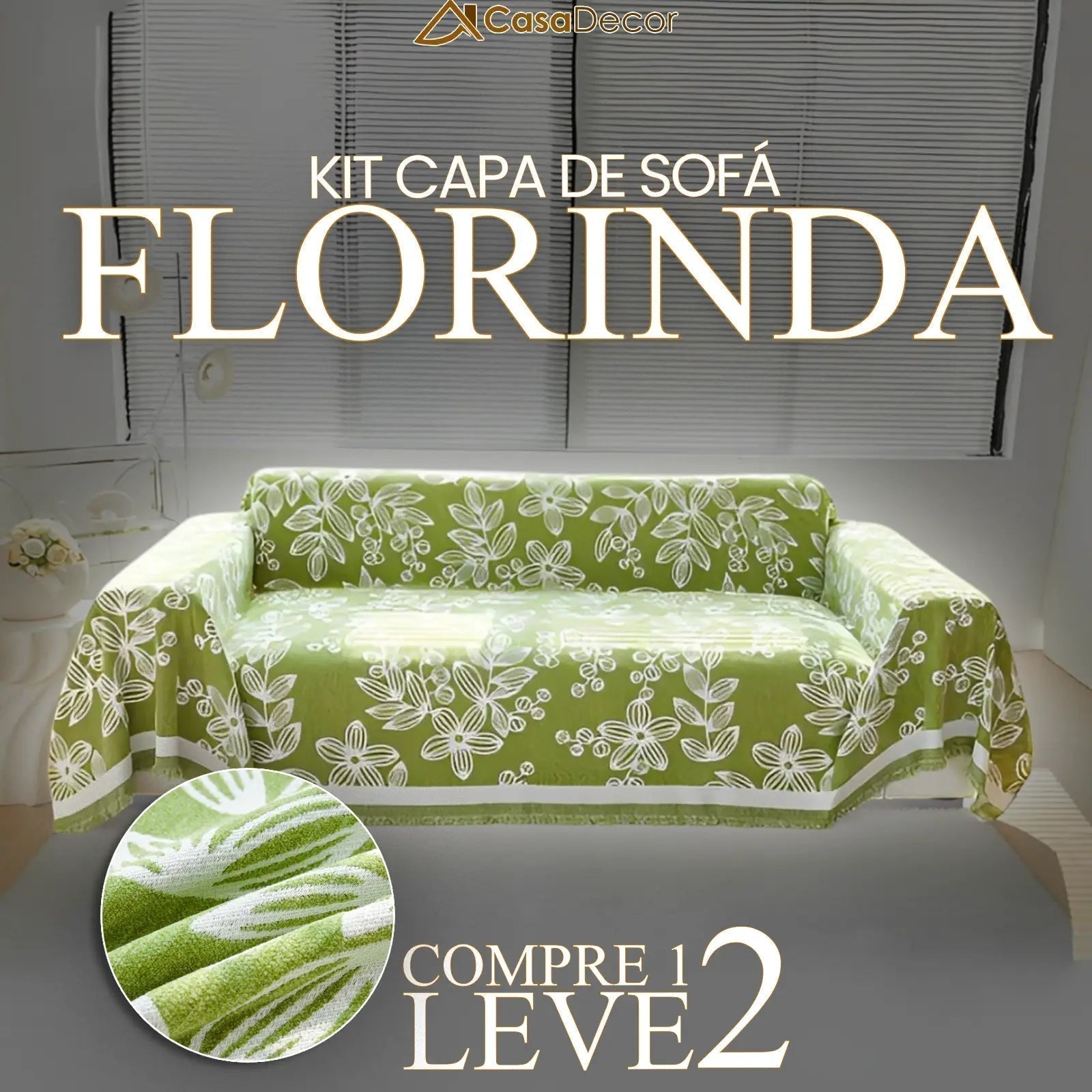 [Pague 1, Leve 2] Capa de Sofá Florinda (O Abraço Floral Que Aconchega Seu Lar!) + BRINDE: 2 Almofadas