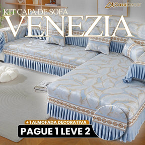 [Pague 1, Leve 2] Capa de Sofá Venezia (Toque de Charme Italiano pra Sua Sala!) + BRINDE: 2 Almofadas