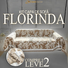[Pague 1, Leve 2] Capa de Sofá Florinda (O Abraço Floral Que Aconchega Seu Lar!) + BRINDE: 2 Almofadas