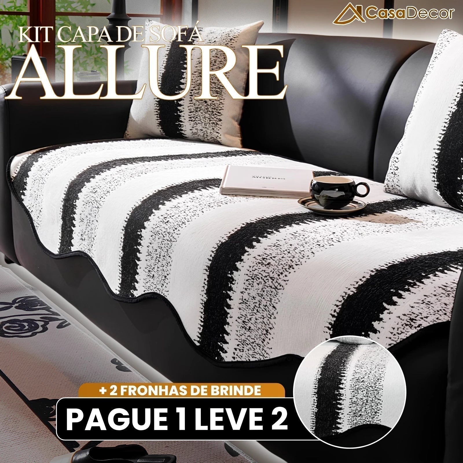 [Pague 1, Leve 2] Capa de Sofá Allure (O Luxo Que Transforma Seu Sofá!) + BRINDE: 2 Fronhas