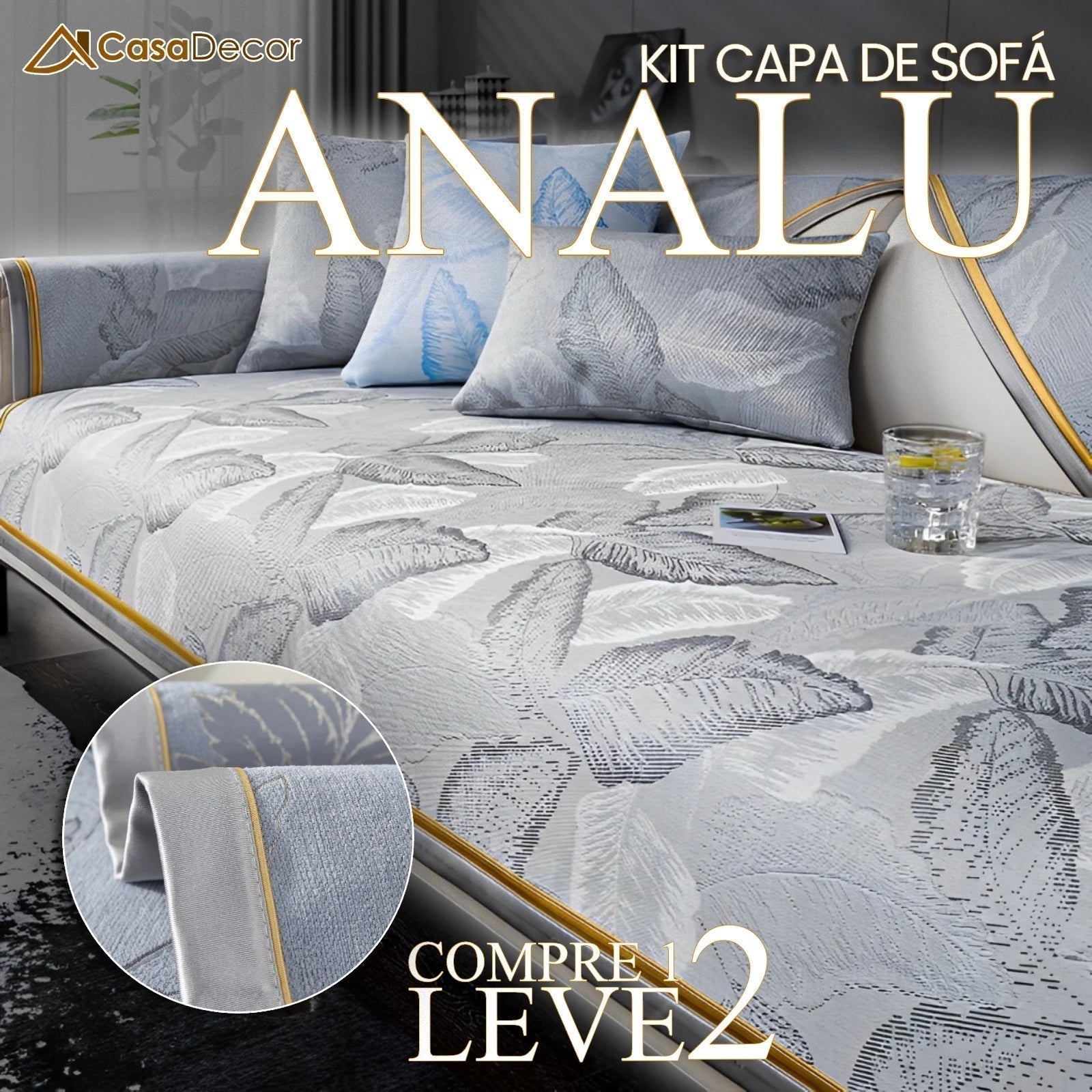 [Pague 1, Leve 2] Capa de Sofá Analu (O Carinho Que Transforma Seu Sofá!) + BRINDE: 2 Almofadas