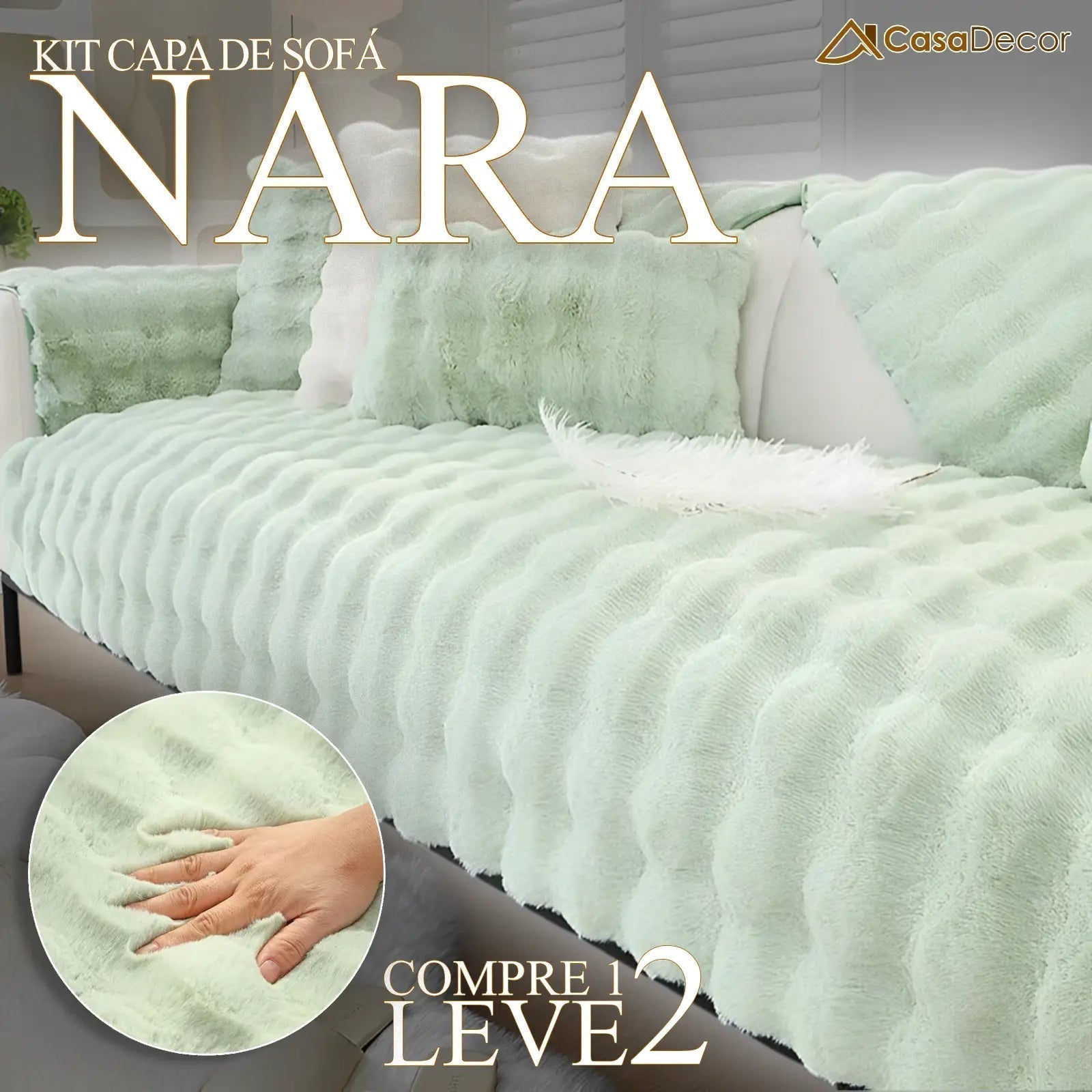 [Pague 1, Leve 2] Capa de Sofá Nara (Toque Suave e Sofisticado para Seu Lar!) + BRINDE: 2 Almofadas