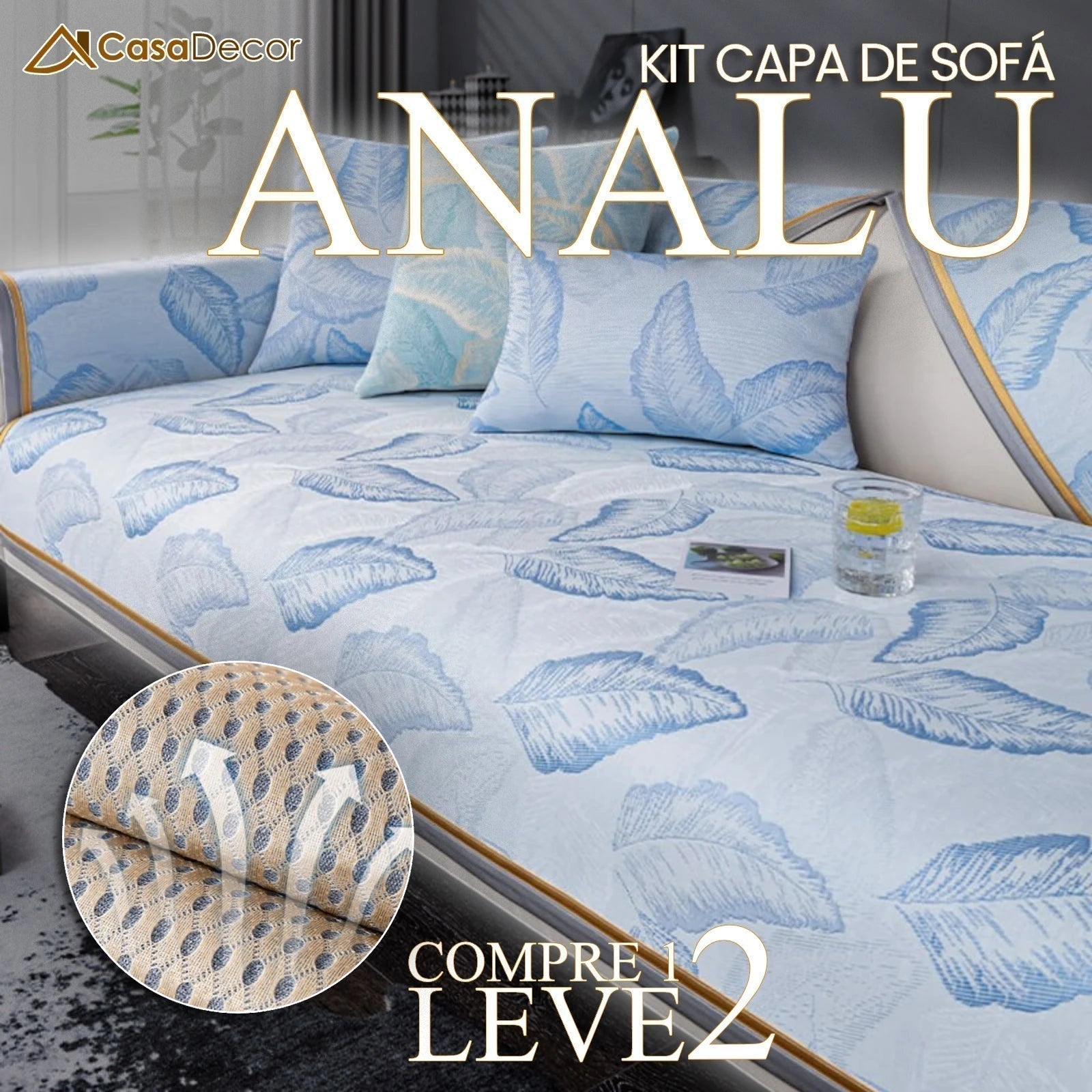[Pague 1, Leve 2] Capa de Sofá Analu (O Carinho Que Transforma Seu Sofá!) + BRINDE: 2 Almofadas
