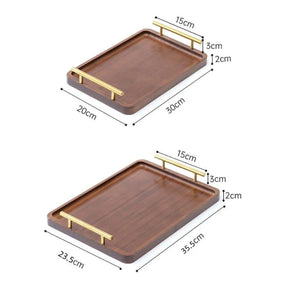 Bandeja Decorativa de Madeira Retangular com Alça