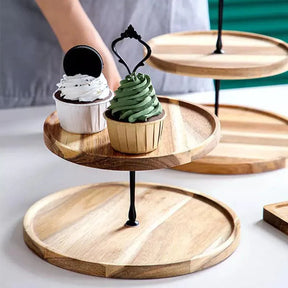 Bandeja para Doces de Madeira Suporte para Doces