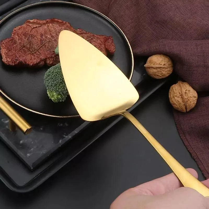 Kit Utensílios de Cozinha 6 Peças em Aço Inox Dourado e Prata