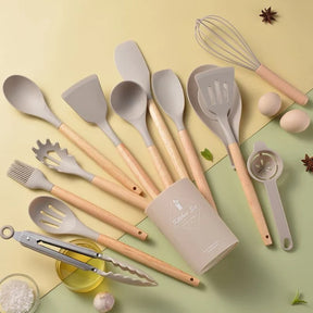 Kit de Utensílios de Cozinha de Silicone com 12 Peças