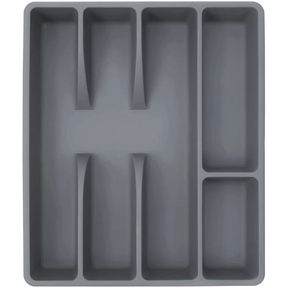 Organizador de Talheres Para Gaveta com 5 Divisórias Cinza