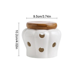 Pote Organizador de Cerâmica com Tampa de Madeira