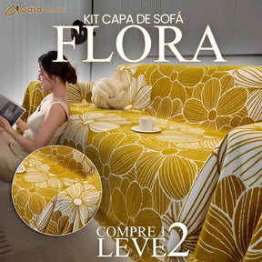 [Pague 1, Leve 2] Capa de Sofá Flora (O Encanto Natural Que Aconchega Seu Sofá!) + BRINDE: 2 Almofadas