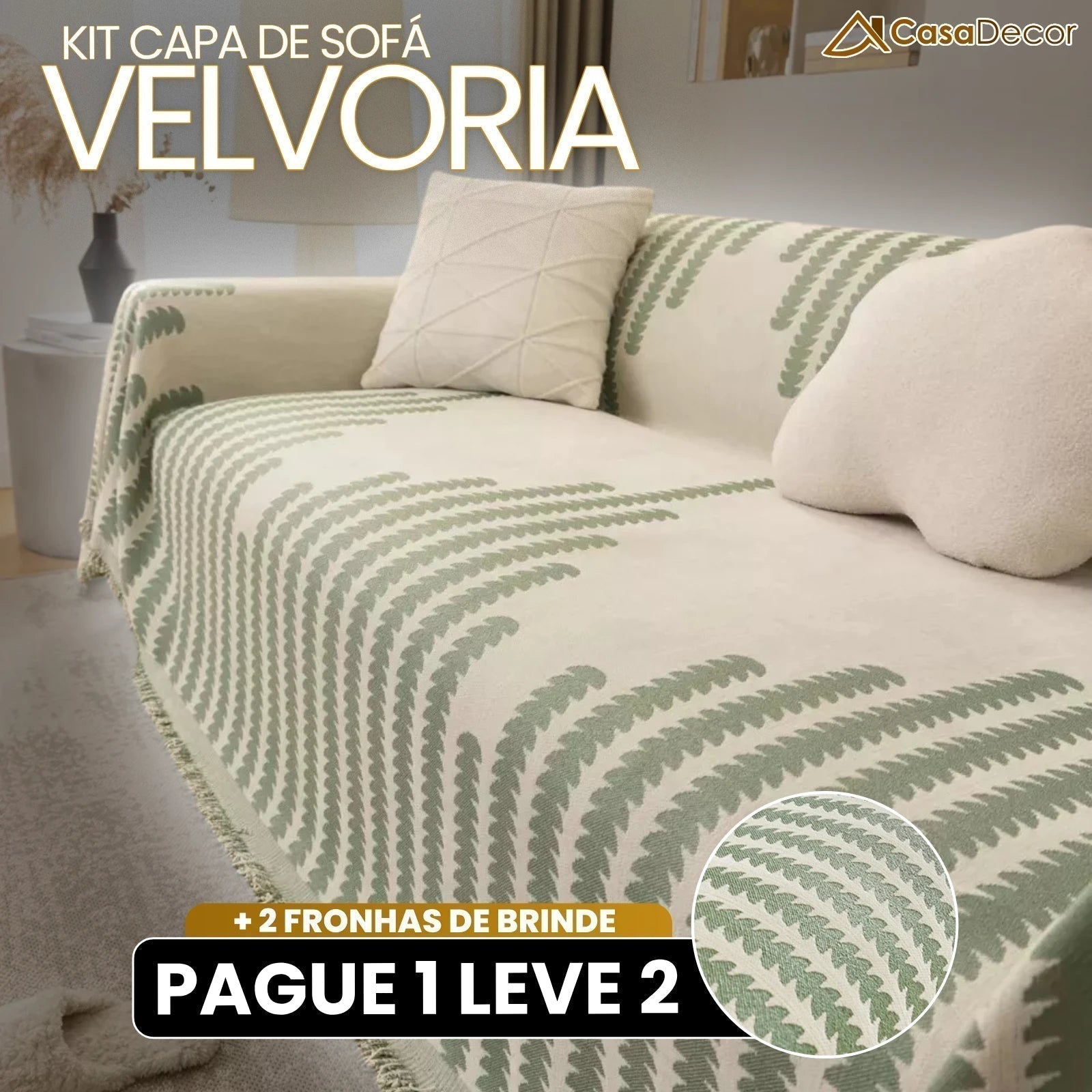 [Pague 1, Leve 2] Capa de Sofá Velvoria (Toque de Luxo no Seu Sofá!) + BRINDE: 2 Almofadas