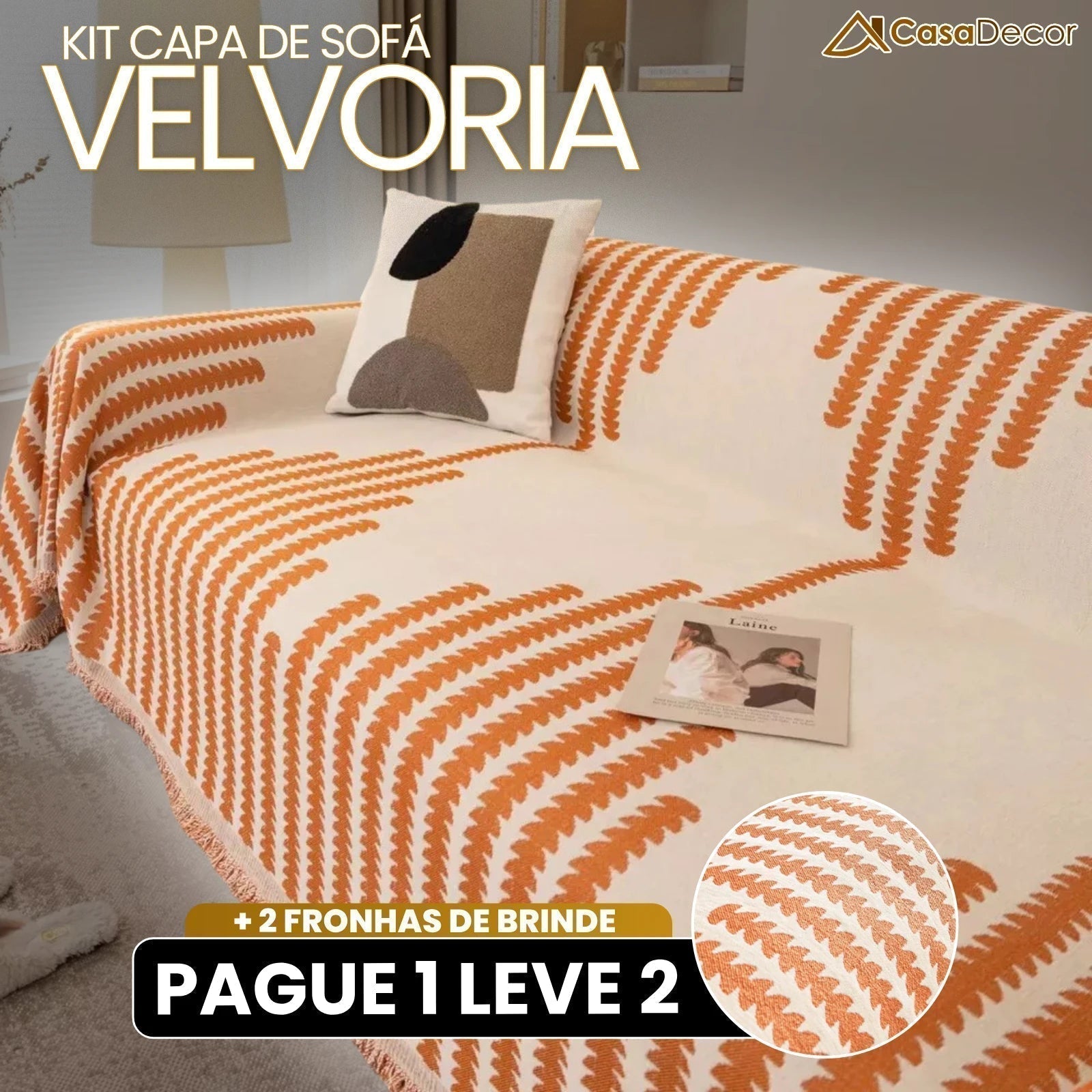 [Pague 1, Leve 2] Capa de Sofá Velvoria (Toque de Luxo no Seu Sofá!) + BRINDE: 2 Almofadas