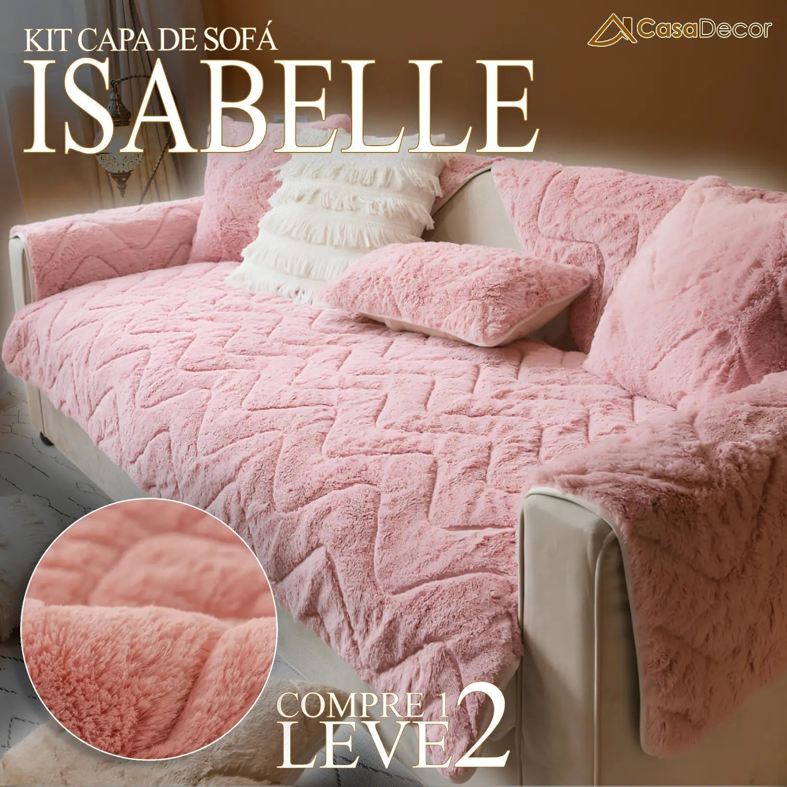 [Pague 1, Leve 2] Capa de Sofá Isabelle (Aconchego e Elegância Para Seu Sofá!) + BRINDE: 2 Almofadas